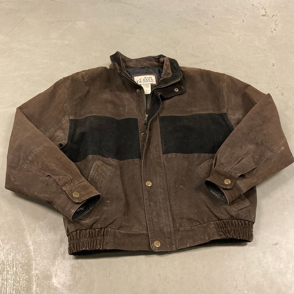 vintage y2k ash creek trading leather jacket